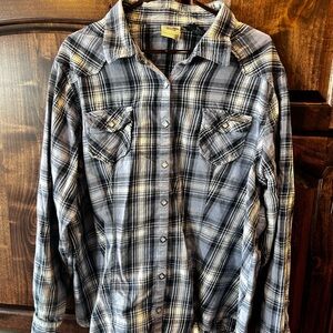 Harley-Davidson Black and White Plaid Button Down Shirt